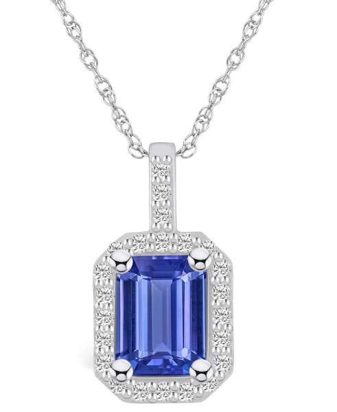 Tanzanite (1-5/8 Ct. t.w.) and Diamond (1/4 Ct. t.w.) Halo Pendant Necklace