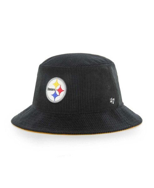 Головной убор '47 Brand для мужчин Черный Pittsburgh Steelers Thick Cord Bucket Hat