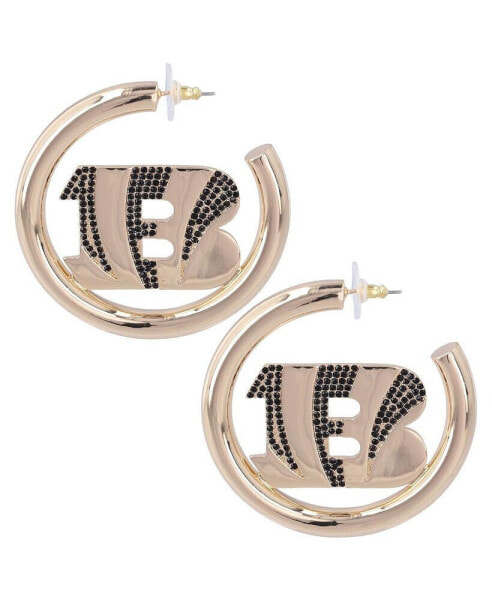 Women's Gold Cincinnati Bengals Team Hoop Earrings