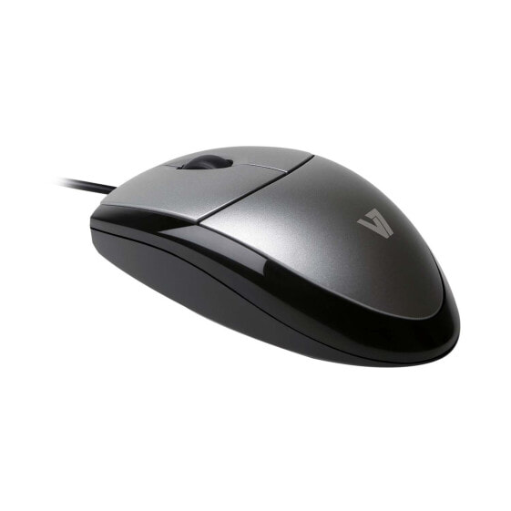 V7 Optical LED USB Mouse - Optical - USB Type-A - 1000 DPI - Black - Silver