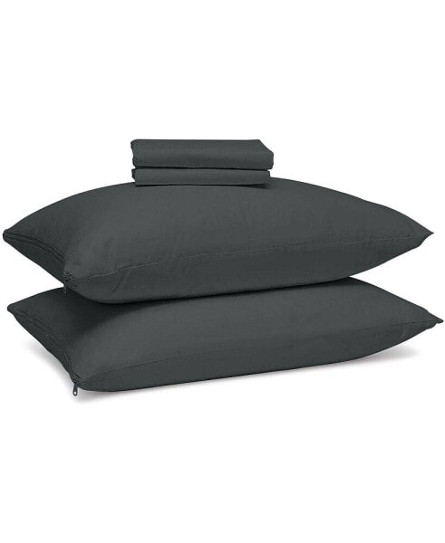100% Cotton King Size Pillow Protector with Zipper - (2 Pack)
