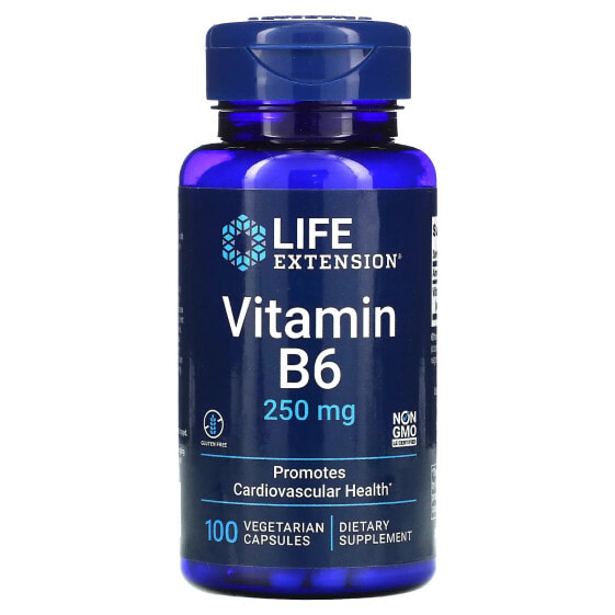 Витамин B6 Life Extension, 250 мг, 100 вегетарианских капсул