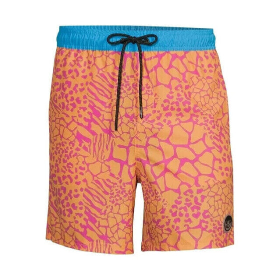 NEFF Board Swim Short Men's Size L Orange Graphic Print Drawstring Straight Leg