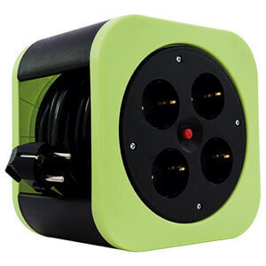 REV Ritter REV 0010012400 - 10 m - 4 AC outlet(s) - Indoor - 1.5 mm² - Black,Green - 230 V