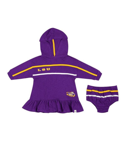 Girls Infant Purple LSU Tigers Winifred Hoodie Dress and Bloomer Set