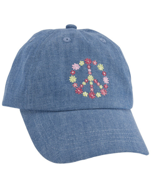 Toddler Peace Sign Chambray Baseball Cap 2T-4T