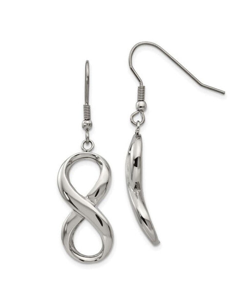 Stainless Steel Polished Infinity Dangle Shepherd Hook Earrings