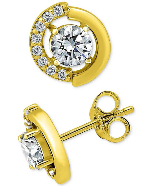 Cubic Zirconia Asymmetric Circle Stud Earrings in 18k Gold-Plated Sterling Silver, Created for Macy's