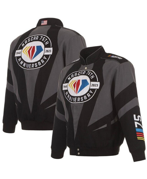 Куртка мужская JH Design NASCAR черная 75-летие типа Твиллных униформ с полной застежкой