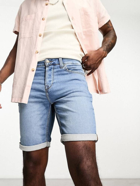 ONLY & SONS denim shorts in mid blue