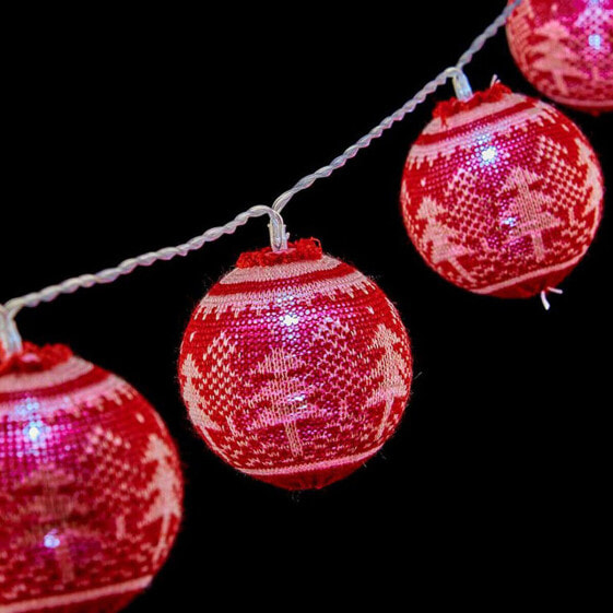 Светодиодная гирлянда из шариков 2 m Новогодняя ёлка Ø 6 cm Красный Белый