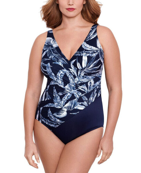 Plus Size Tropica Toile Oceanus Tummy Control One-Piece Swimsuit