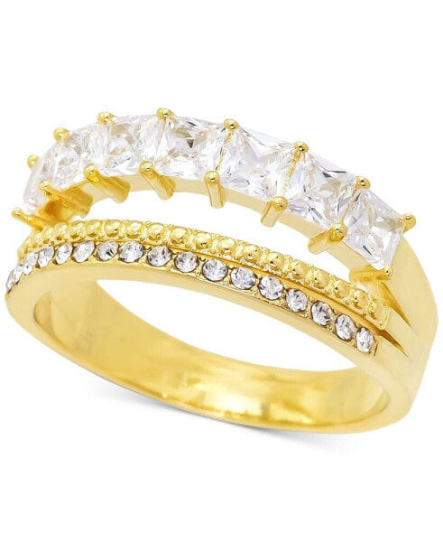 Gold-Tone Pavé & Square-Crystal Triple-Row Ring, Created for Macy's