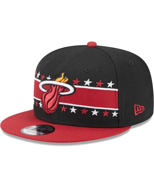 Men's Black Miami Heat Banded Stars 9FIFTY Snapback Hat
