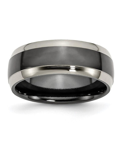 Titanium Black Ti Polished Concave Wedding Band Ring