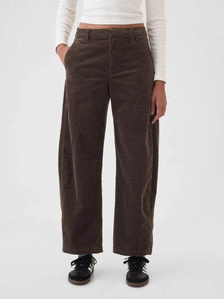 High Rise Corduroy Tapered Ankle Trousers