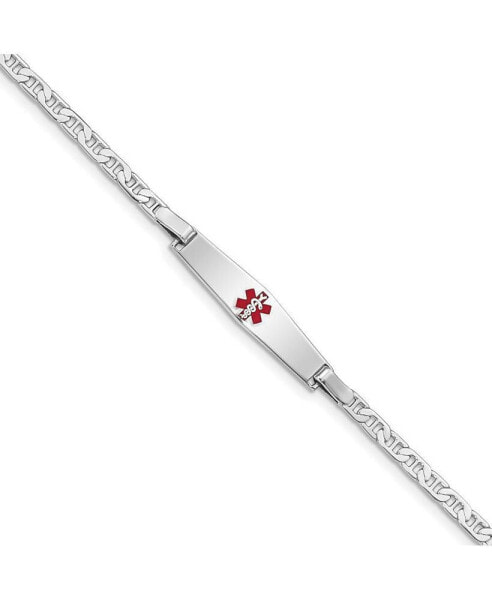 Sterling Silver Rhodium-plated Medical ID Anchor Link Bracelet