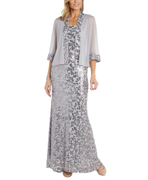 Women's Sequinned Long Dress and Jacket