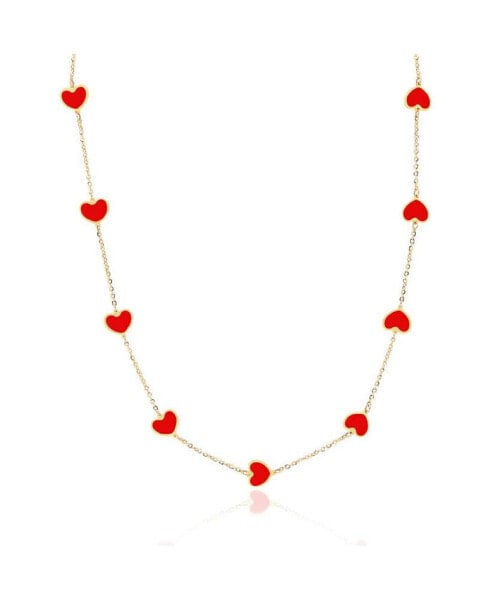 Coral Heart Station Necklace