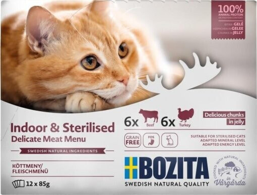 Bozita BOZITA KOT INDOOR and STERILISED MULTIBOX GALARETKA SASZETKI 85G MEAT MENU 4X3SZT 3675