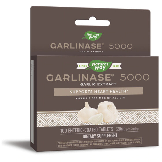 Nature's Way Garlinase 5000 Garlic Extract --Экстракт чеснока  5000 - 320 мг - 100 таблеток, покрытых кишечной оболочкой.
