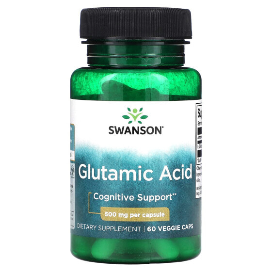 Витаминно-минеральный комплекс Swanson Glutamic Acid 500 мг, 60 капсул, улучшение памяти и работы мозга