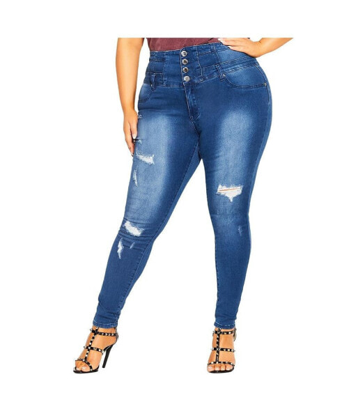 Plus Size Asha Rip Corset Skinny Jean