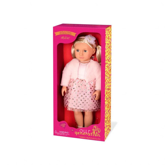 OUR GENERATION With Pink Glitter Dress Millie Bd31252Z doll