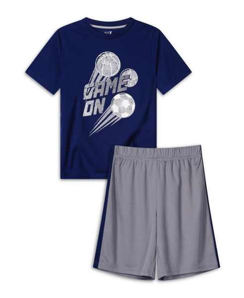 Boys Soft Jersey Fabric T-shirt and Mesh Shorts Pajama Set, 2 Piece