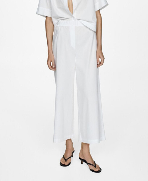 Women's Cotton Wide Leg Trousers