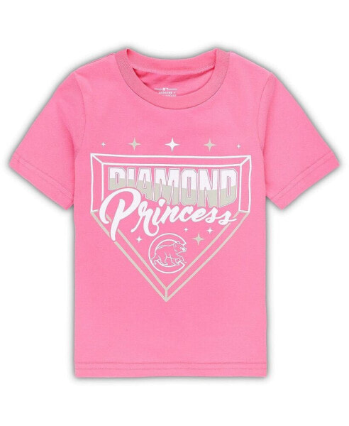 Girls Toddler Pink Chicago Cubs Diamond Princess T-shirt