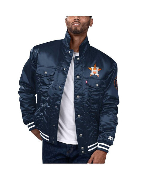 Levi’s x Starter Men's Navy Houston Astros Silver Tab Satin Full-Snap Trucker Jacket