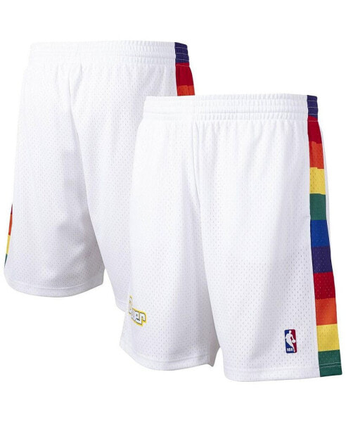 Men's White Denver Nuggets Hardwood Classics Primary Logo Swingman Shorts