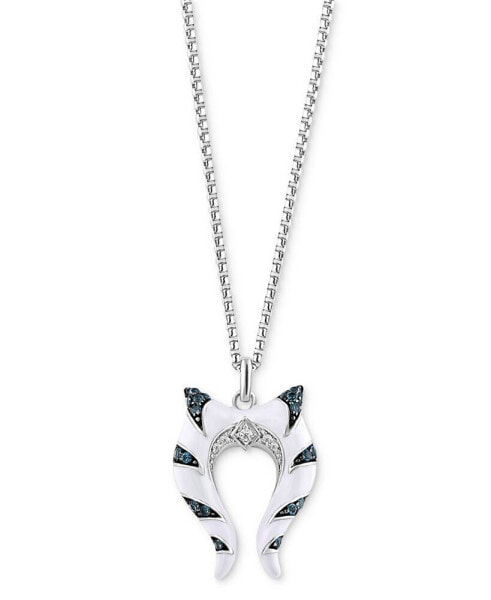 London Blue Topaz (1/5 ct. t.w.) & Diamond Accent Enamel Ahsoka Star Wars 18" Pendant Necklace in Sterling Silver