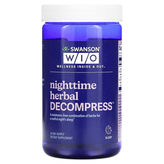 Витамины для здорового сна Swanson WIO Nighttime Herbal Decompress, 30 капсул
