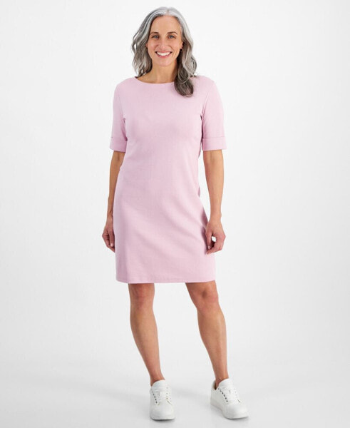 Petite Boat-Neck Knit Dress, Created for Macy's