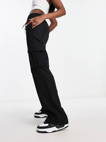 Urban Classics straight leg cargo trousers in black