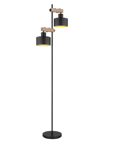 Große LED Stehlampe Schwarz Gold, 168cm