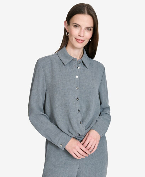 Women's Twisted-Hem Long-Sleeve Blouse