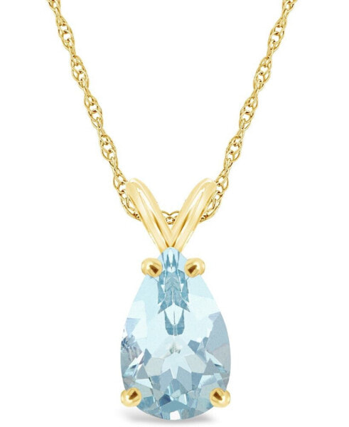 Macy's aquamarine (2-5/8 ct. t.w.) Pendant Necklace in 14K Yellow Gold
