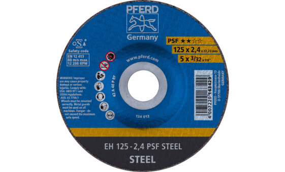 PFERD EH 125-2,4 PSF STEEL - Steel - PFERD - 2.22 cm - 12.5 cm - 12200 RPM - 25 pc(s)