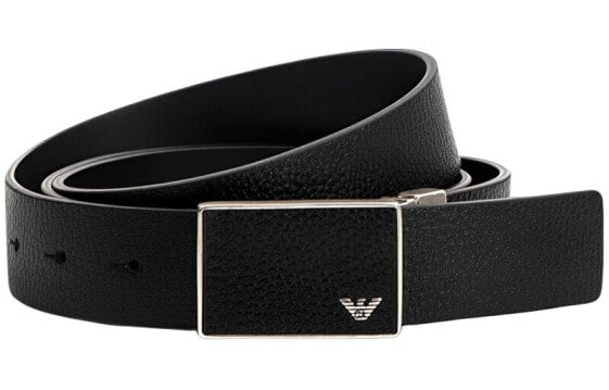 Ремень Emporio Armani Smooth Buckle Leather Belt 35cm Wide Black