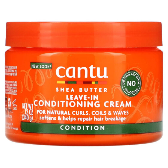 Несмываемый уход для волос Shea Butter, Leave-In Conditioning Cream, для натуральных локонов, спиралей и волн, 12 унций (340 г) CANTU