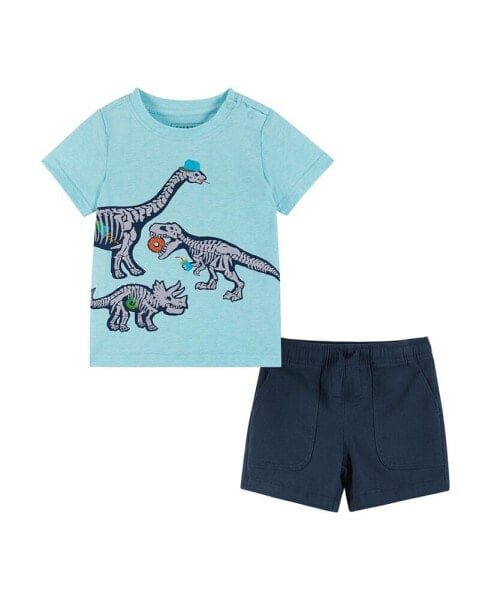 Infant Boys Dino Graphic Tee & Ripstop Shorts Set