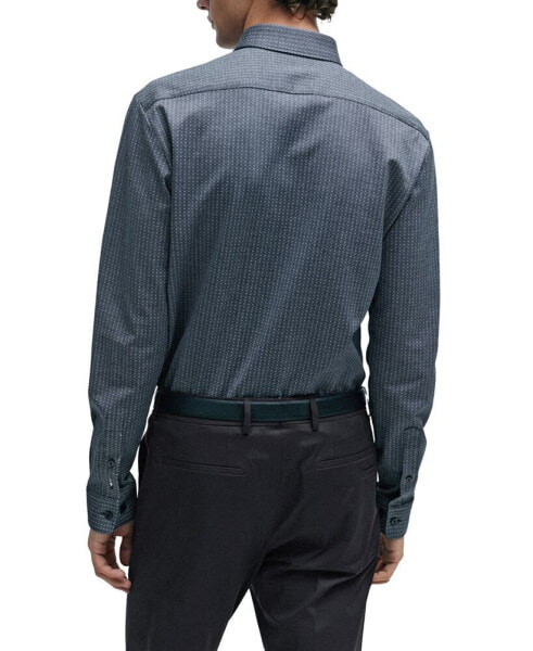 Men's Structured Cotton Jacquard Slim-Fit Dress Shirt