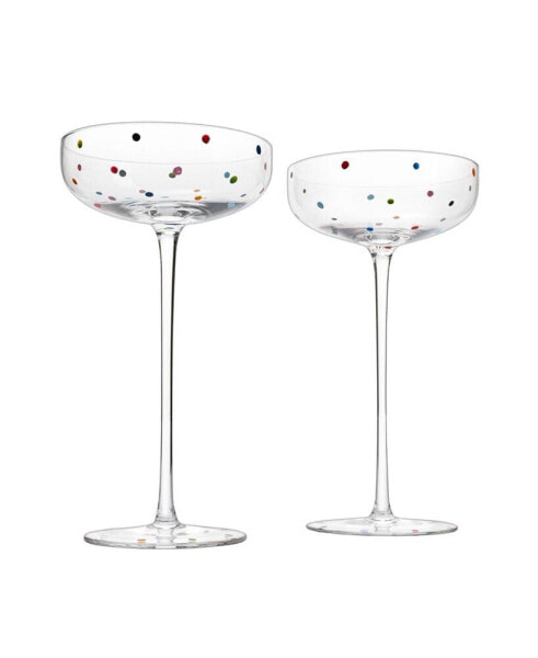 Polka Dot Champagne Coupe Glasses, Set of 2