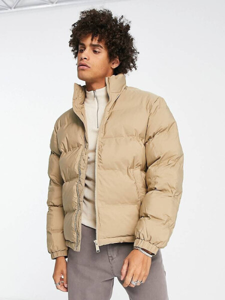 Weekday cole puffer jacket in beige 