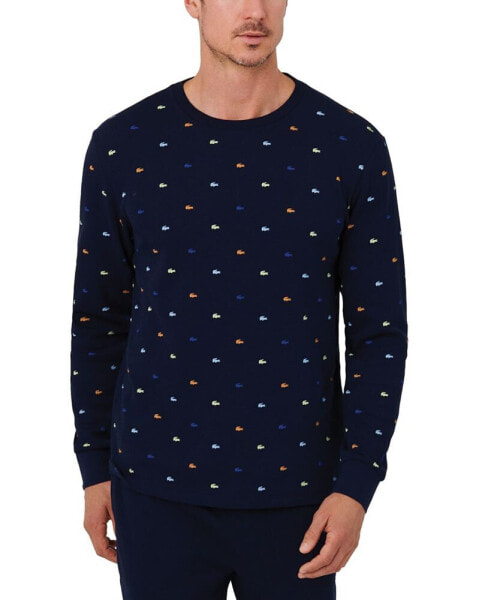 Men's All Over Croc Print Long-Sleeve Sleep T-Shirt