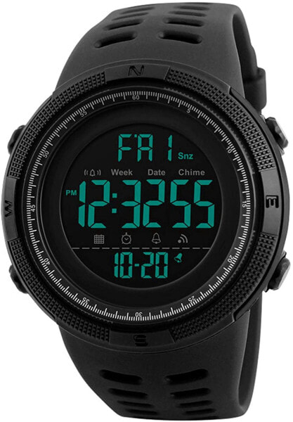 Men's Digital Watches - 50 m Waterproof Men's Digital Sports Watches, Black Large Face Military Sports Watch LED Wrist Watch for Men with Alarm Clock/Count-Down Timer/Double Time/Stopwatch/12/24H, black, Men, Strap