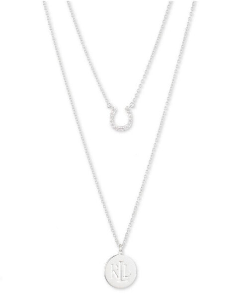 Ralph Lauren cubic Zirconia Double Row Pendant Necklace in Sterling Silver